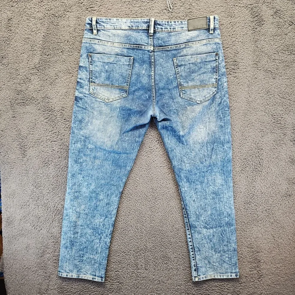 Southpole Skinny Jeans Men Size 36x30 Blue Acid Wash‎ Denim